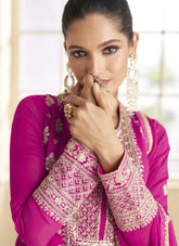 Pink Colour Wedding Wear Gown Looking Magnificent